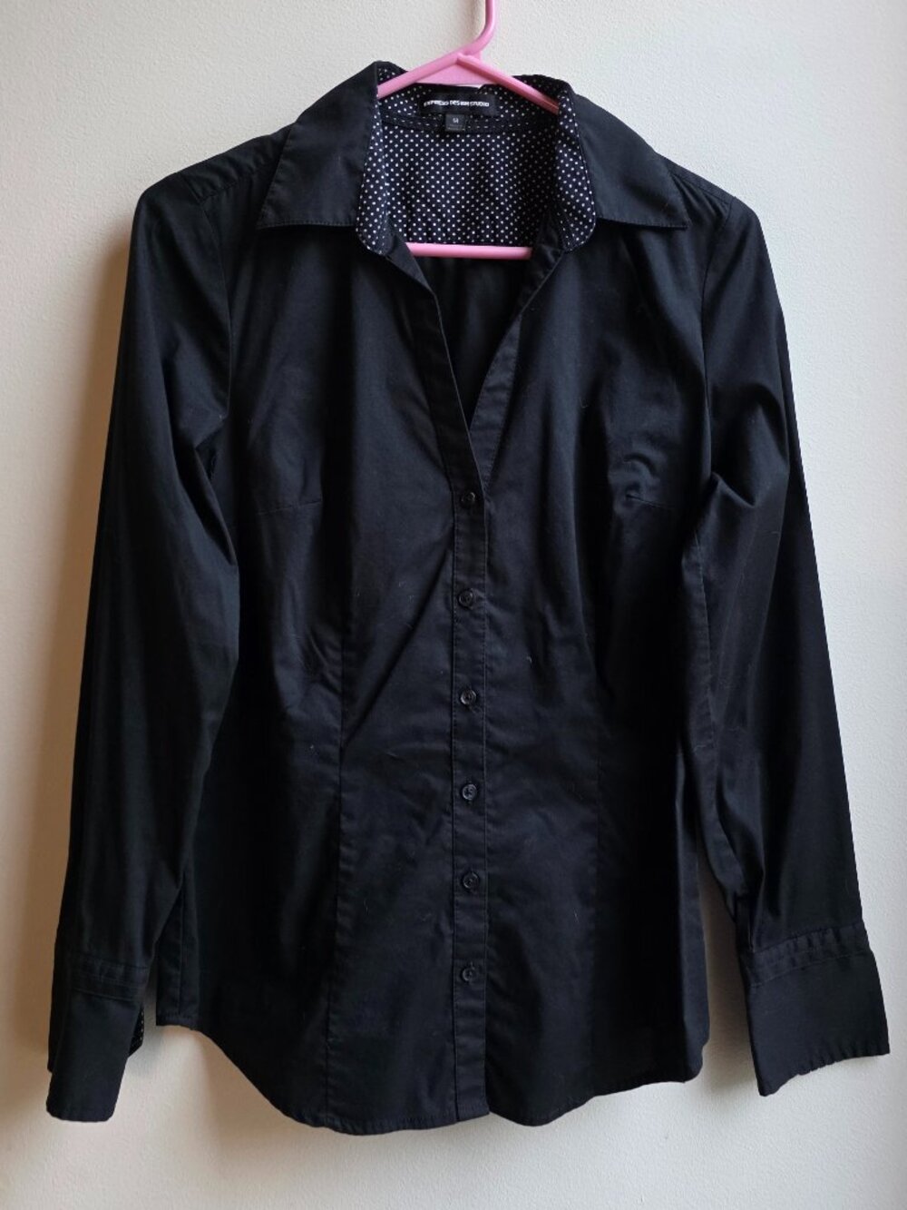 Express Design Studio Black Stretch Button Down Shirt Size Medium